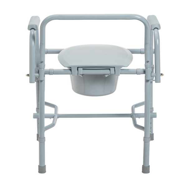 Deluxe Steel Drop Arm Commode-backview