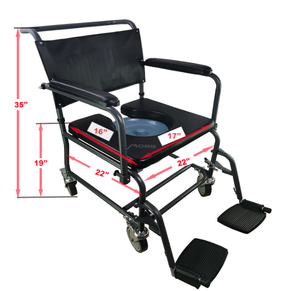 Padded Steel Commode Chair with Wheels II_ MHSCMWII-details
