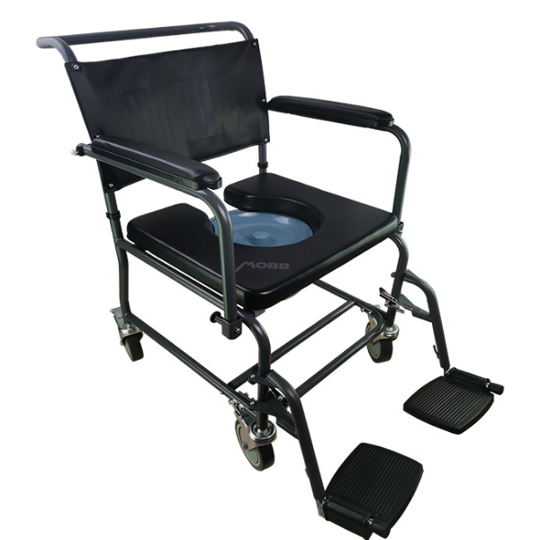 Padded Steel Commode Chair with Wheels II_ MHSCMWII