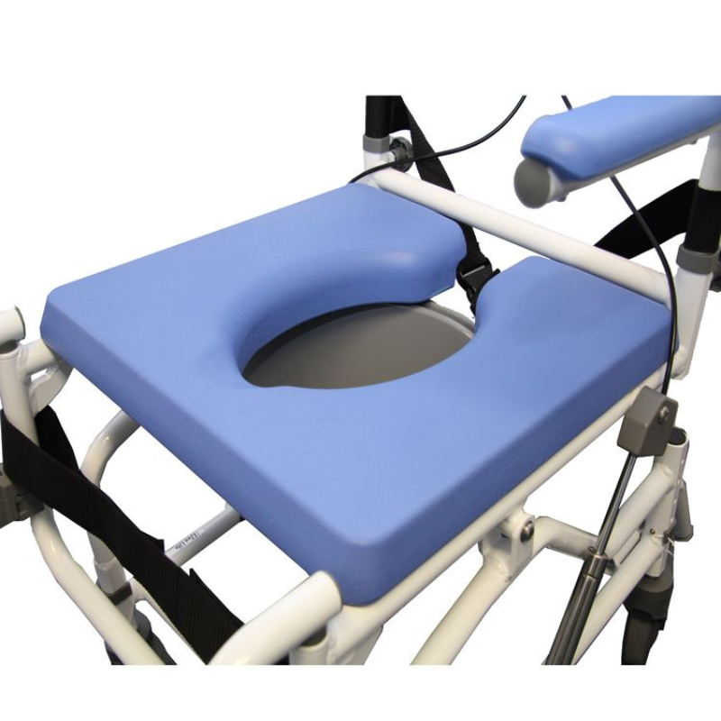 18″ Tilt Rehab Shower Commode with 4 Way Seat (190-4W) -Locking Flip back arms