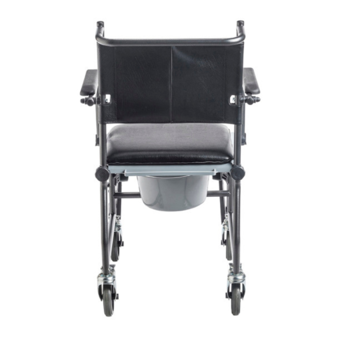 Upholstered Drop Arm Wheeled Commode-backview