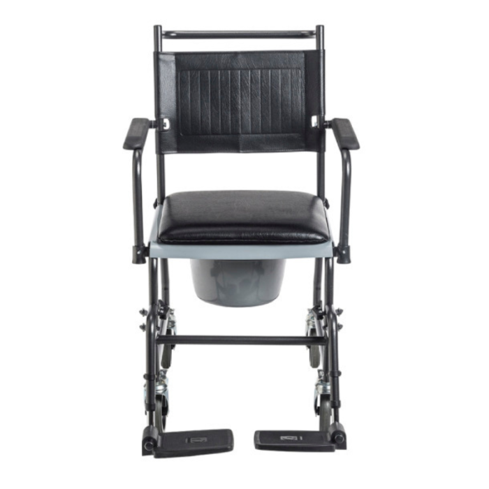 Upholstered Drop Arm Wheeled Commode-frontview