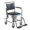 Upholstered Drop Arm Wheeled Commode-one side view