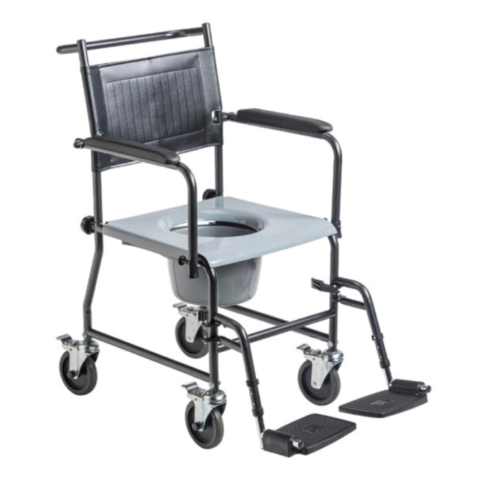 Upholstered Drop Arm Wheeled Commode-without seat