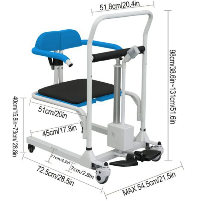 4-in-1 Multifunctional Electric Lift Transfer, Shower, & Commode Chair