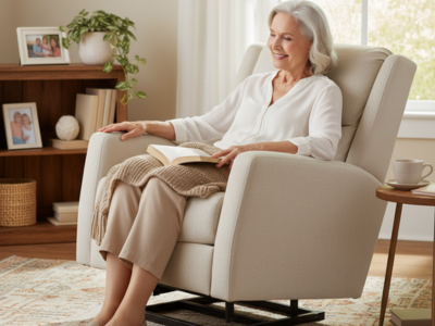 Senior using lift chair for comfort, safety, and independence